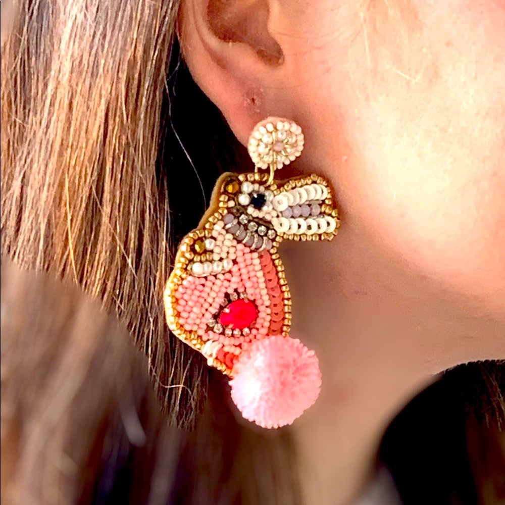 Easter Bunny Seed Bead Statement Earrings